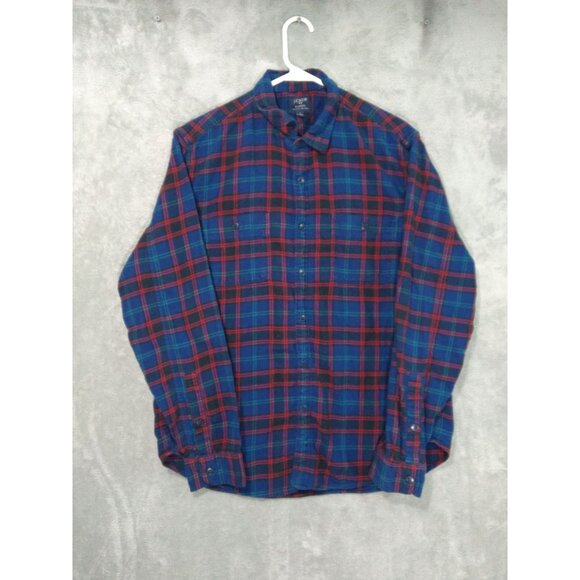 J Crew Shirt Mens Large Blue Red Plaid Flannel Long Sleeve Button Up Casual - Picture 1 of 9